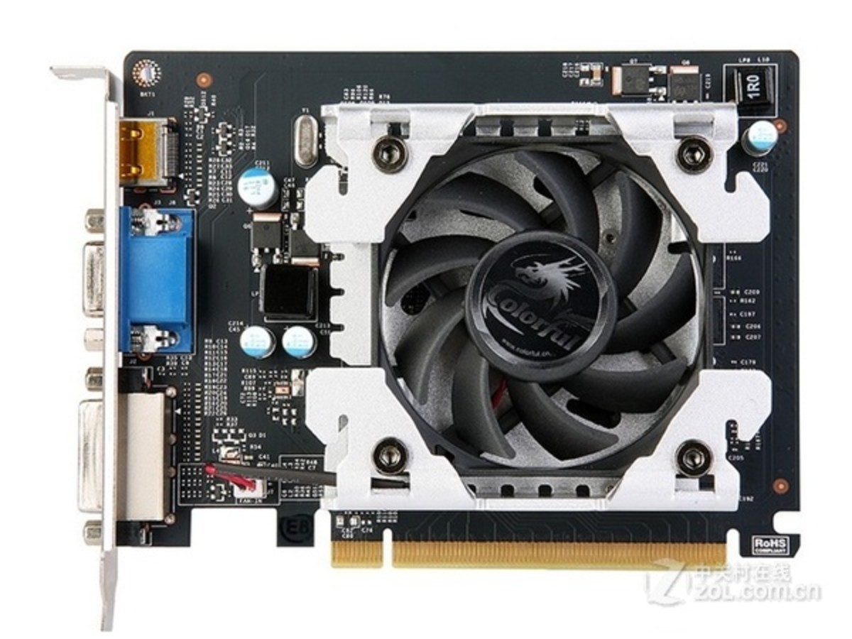 显卡 七彩虹显卡 七彩虹gt720 黄金版-1gd3 图片 整体外观图 1 / 1