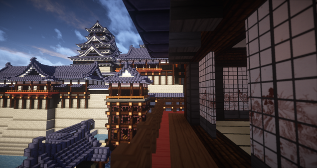 玩家在《我的世界》中造古典日本小镇