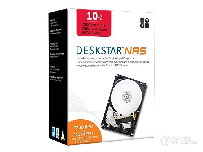 HGST Deskstar NAS 10TB 7200转 128MB SATA3 - 图片 1