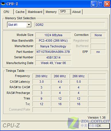 CPU-Z截图——SPD信息